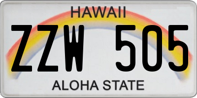 HI license plate ZZW505
