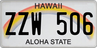 HI license plate ZZW506