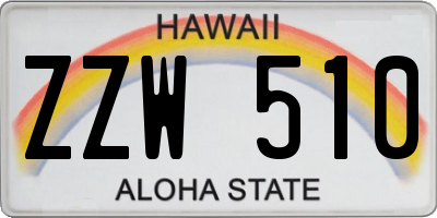 HI license plate ZZW510