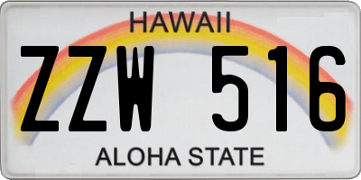 HI license plate ZZW516