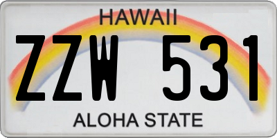 HI license plate ZZW531