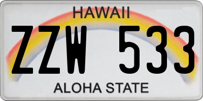 HI license plate ZZW533