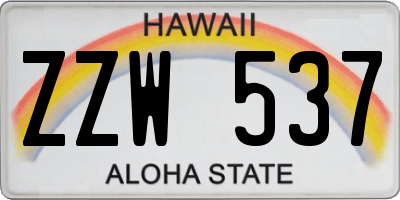 HI license plate ZZW537