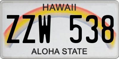 HI license plate ZZW538