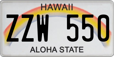 HI license plate ZZW550