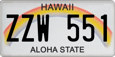 HI license plate ZZW551