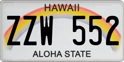 HI license plate ZZW552