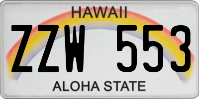 HI license plate ZZW553