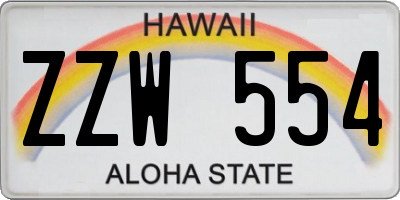HI license plate ZZW554