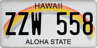 HI license plate ZZW558