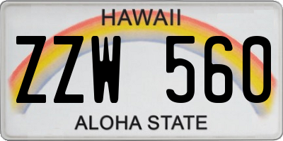 HI license plate ZZW560