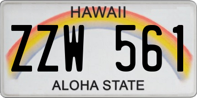 HI license plate ZZW561