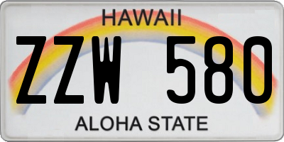 HI license plate ZZW580