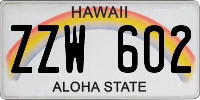 HI license plate ZZW602