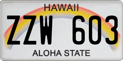 HI license plate ZZW603