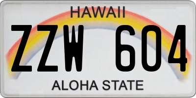 HI license plate ZZW604