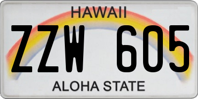 HI license plate ZZW605