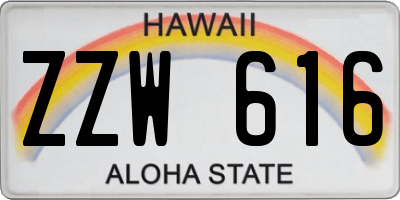 HI license plate ZZW616