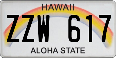 HI license plate ZZW617