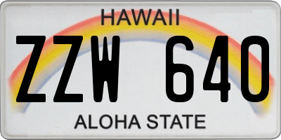 HI license plate ZZW640