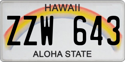 HI license plate ZZW643