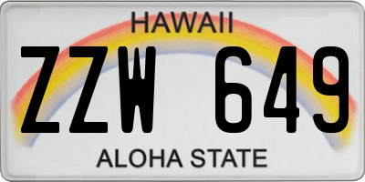 HI license plate ZZW649