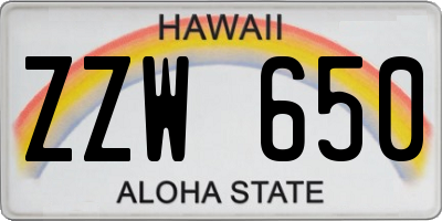 HI license plate ZZW650