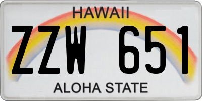 HI license plate ZZW651