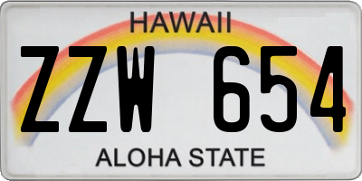 HI license plate ZZW654