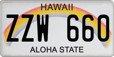 HI license plate ZZW660