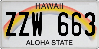 HI license plate ZZW663