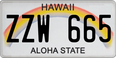 HI license plate ZZW665