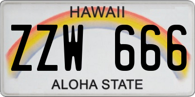 HI license plate ZZW666