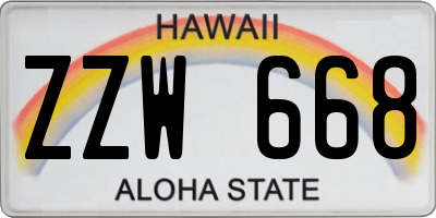 HI license plate ZZW668