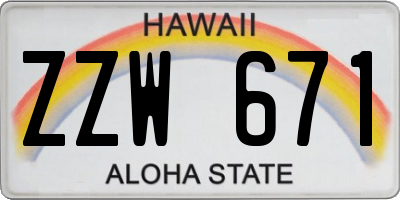 HI license plate ZZW671