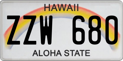 HI license plate ZZW680