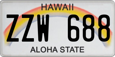 HI license plate ZZW688