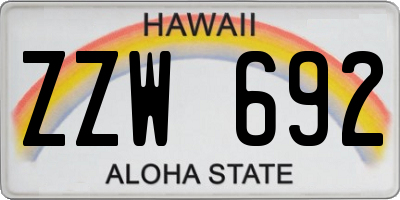 HI license plate ZZW692