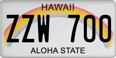 HI license plate ZZW700