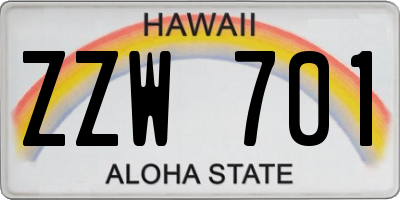 HI license plate ZZW701