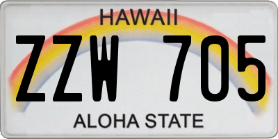 HI license plate ZZW705