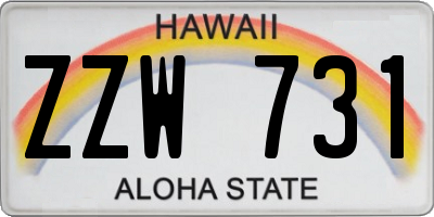 HI license plate ZZW731