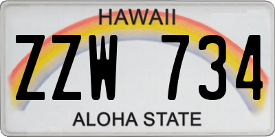 HI license plate ZZW734