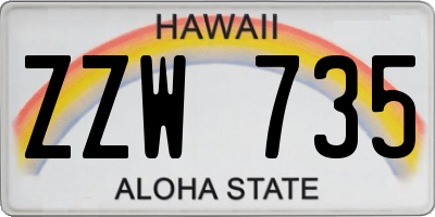 HI license plate ZZW735