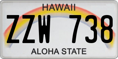 HI license plate ZZW738