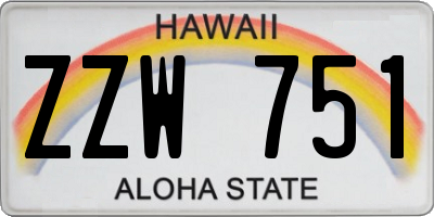 HI license plate ZZW751