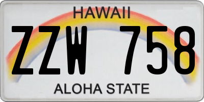 HI license plate ZZW758