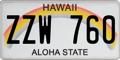 HI license plate ZZW760