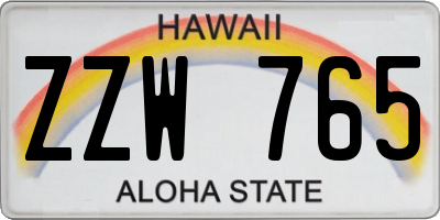 HI license plate ZZW765