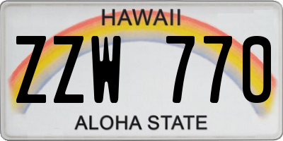 HI license plate ZZW770